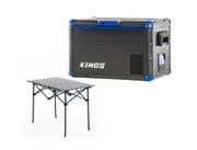 Adventure Kings 60L Portable Fridge Freezer + Aluminium Roll-Up Camping Table