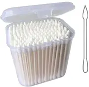Paper Stick Cotton Swabs - 360CT- Double Tipped Compact Quality Cotton Heads - Strong Toughness Handle - Multipurpose, Safe, Highly Absorbent