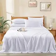 Flat Sheet Cal King Size (108"x110") Inch 800 Thread Count 100% Egyptian Cotton 1Pcs, Cool & Breathable Flat Bed Sheets - White Solid