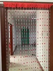 ZiDeTang Acrylic Beaded Door Curtain Home Décor Tassel Room Divider Curtain (100cm by 195cm, Heart Red)
