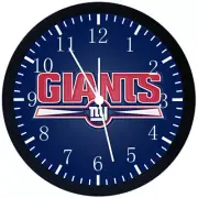 New York Giants Wall Clock Large 12" Black Frame Glass Face Non-Ticking E442