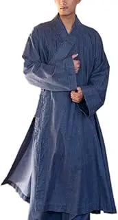 [KATUO] Blue Men's Long Gown Traditional Buddhist Meditation R