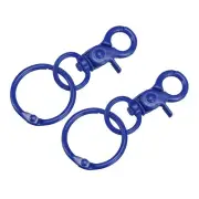 44mm Swivel Clasps Lanyard Snap Hook with Binder Ring for DIY Sapphire Blue 2Pcs