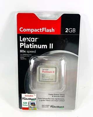 Lexar 2GB Platinum II 2GB 80X Speed Compact Flash Card (CF2GB-80-633) New Sealed