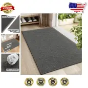 Non-Slip Grey Entrance Mat 24"x36" - Washable & Absorbent Entry Rug