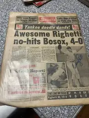 SIGNED!DAVE RIGHETTI Hurls NO HITTER July 5 1983 POST Newspaper NEW YORK YANKEES