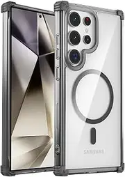 [RUNGOS] for Samsung S22 Ultra Case MagSafe [Strong Magnetic] [Mil-Grade 4-Corner Airbag Reinforcement] Clear Hard Back Shockproof Case for Samsung Galaxy S22 Ultra Case, Non-Slip Grip Cover 6.8'' 2022