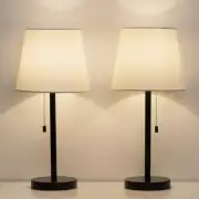 Bedside Table Lamps Set of 2 - Black and White Modern Desk Lamps for Bedroom, Do