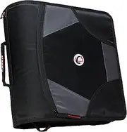 Case-it King Sized Zip Tab 4-Inch D-Ring Zipper Binder with 5-Tab File Folder, Black, D-186-BLK