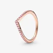 Pandora Timeless Rose Gold Plated Sparkling Pink Wish Ring 186316C02-52 - Size 6