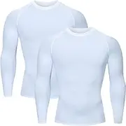 [HYCOPROT] Compression Shirts Men Athletic Long Sleeve Base Layer Workout Rashguard Shirt
