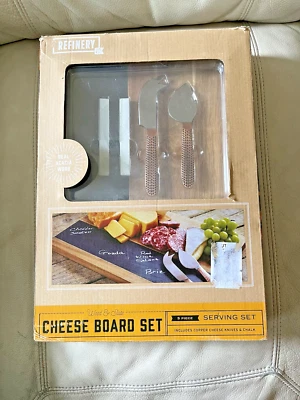 Cheese Board Set 5 Piece Serving Set Refinery Wood And Slate Real Acacia Wood