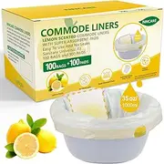 ININCARE Commode Liners with Absorbent Pads for Bedside Commode, 100 Lemon Scented Bedside Commode Liners and 100 Commode Pads, Commode Toilet ＆ Camping Toilet Bags