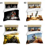 Quilt/Doona/Duvet Cover Set Single/Double/Queen/King Size Bed Linen Motorbike