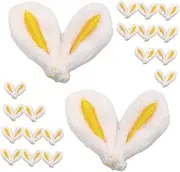 Cabilock 30Pcs Rabbit Ear Hairpin Making Materials Adorable Bunny Ear Decorations for Crafts Fabric Accessories for Hair Clips Phone Cases Scrapbooking
