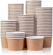Paper Ice Cream Cups - 100-Count 9-Oz Disposable Dessert Bowls for Hot or Cold Food, 9-Ounce Party Supplies Treat Cups for Sundae, Frozen Yogurt, Soup, Brown