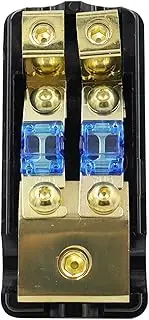 2 Way Mini Anl Fuse Holder, Fuse Distribution Block, 2 Way 0/2/4 Gauge to 4/8 gauges, 60 Amp Fuse Box for Audio Stereo Amplifier, Stable Performance