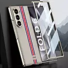 For Samsung Galaxy Z Fold6 Slim Leather Plating PC Case with Screen Protector