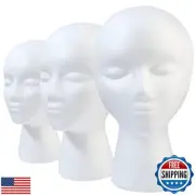 GliSun 3 Pcs Foam Wig Head, Styrofoam Mannequin Head with Female Face for Mul