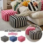 Unstuffed Plush Lamb Wool Seat Cover Footstool Stripe Futon Case Cushion Cover