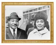 Dr. & Mrs. Martin Luther King Jr. Photograph in a Aged Gold Frame