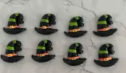 Flat Back Black Wizard Halloween Magic Craft Embellishments Witches Hat 8 Pcs -