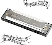SYF-UN Harmonica, 10 Holes 20 Tones Mouth Organ Key of C Stainless Steel Mini Blues Harmonica for Kids Adults Beginners and Performers