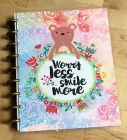 'Worry Less Smile More" Quote Bear Flowers Cover Set 4 use w/ the Happy Planner