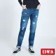 【EDWIN】女裝 BLUE TRIP破壞窄直筒牛仔褲(石洗藍)