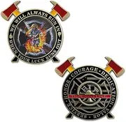 Firefighter Challenge Coin Thin Red Line Maltese Cross Firemen Challenge Coin