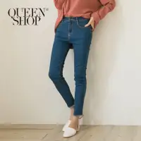 在飛比找蝦皮商城優惠-Ｑｕｅｅｎ Ｓｈｏｐ【04011275】純色褲腳鬚邊合身牛仔