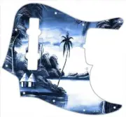 J BASS 5 STRING Graphic Pickguard to fit Fender Bass Guitar Tikki Huts Blue