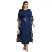 Women Muslim Maxi Dress Long Sleeve Kaftan Turkey Casual Printed Caftan Dresses