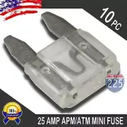 10 Pack 25A Mini Blade Style Fuses APM/ATM 32V Short Circuit Protection Car Fuse