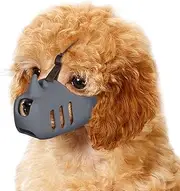 LUCKYPAW Dog Muzzle Soft Muzzle for Small Medium Dog Poodle Dachshund Breathable Silicone Cage Muzzle for Biting Chewing Funny Rhino Muzzle with Adjustable Strap (Grey, S-(Snout Cir:5.5-6.75in)