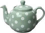 London Pottery Farmhouse Polka Dot Teapot with Infuser, Ceramic, Emerald/White, 4 Cup (1 Litre)