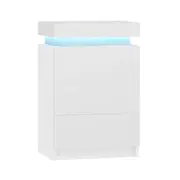 Advwin Bedside Table LED Nightstand 3 Drawers Lift Up Top White
