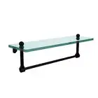 Allied Brass Vanity Bathroom Shelf 16"x5"x5" + Towel Bar Clear Glass/Matte Black