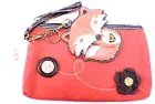 Chala Foxy Fox Clutch Purse Orange Suede Leather Coin Key Chain Fob