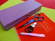 Money Back WRNTY_Titanium 5.5" BLUE Hairdressing Scissors & Tweezers