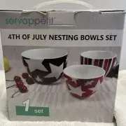 New In Box SERVAPPETIT 4th Of July Nesting Bowls Set