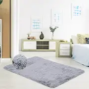 Costway 1.2 x 1.8M Soft Shag Rug Soft Fluffy Carpets Decorative Carpet Rectangle Fuzzy Area Light Grey