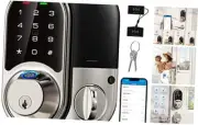Smart Lock, Fingerprint Door Lock, 7-in-1 Keyless Entry Door Lock Satin Nickel