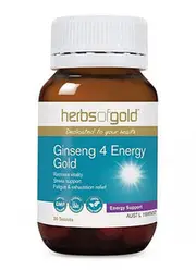 Herbs of Gold Ginseng 4 Energy Gold 30 Tablets