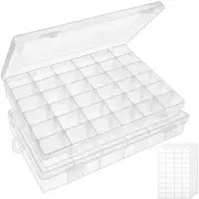 2pack 36 Grids Clear Plastic Organizer Box Container Craft Storage with 2PCS