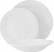 White 12 Piece Dinner Set//4x Dinner Plates 4x Side Plates 4x Bowls Dining White