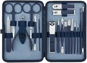 Blue Manicure Tools Set Stainless Steel Professional Nail Clipper Kit of Pedicure Paronychia Nippers Trimmer Cutters,18 Peices in set