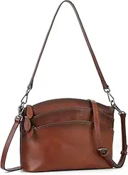 [Zhuoliang] Leather Crossbody Bags for Women Genuine Leather Purses Satchel Shoulder Bag for Ladies with Two Strap