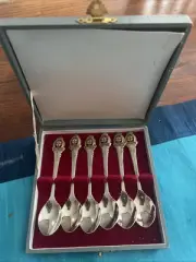 Vintage Enamel Top Australian Spoons in Case