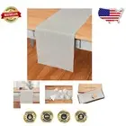 Elegant Handcrafted Oyster Grey Linen Table Runner 14 x 108 Inches for Dining